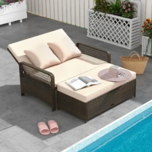 Rattan Double Chaise Lounge