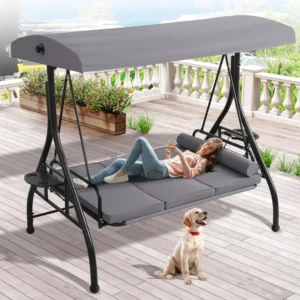 Porch Swing with Canopy and Stand
