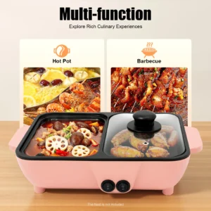 2-in-1 Electric Hot Pot with Griddle