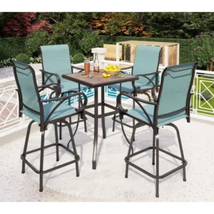 5-Piece High-Top Outdoor Bistro Set with Swivel Stools