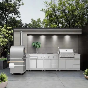 Custom 304 Stainless Steel Movable Modular Outdoor Kitchen BBQ Island