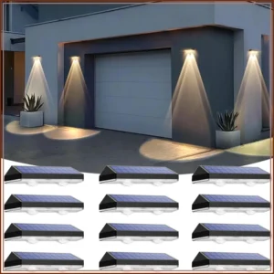 Solar Fence Lights Outdoor Waterproof LED, 3 Color Modes, IP65, Auto On/Off, 12 Pack