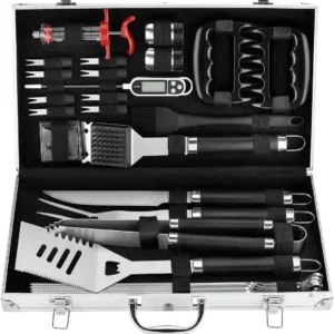 26Pcs BBQ Grill Accessories Set in Aluminum Case, Stainless Steel Barbecue Tools